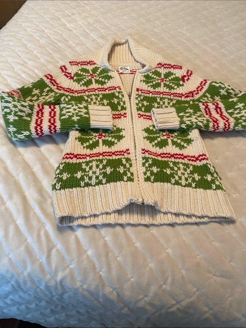 Vintage wool Zip up Cardigan ladies size S